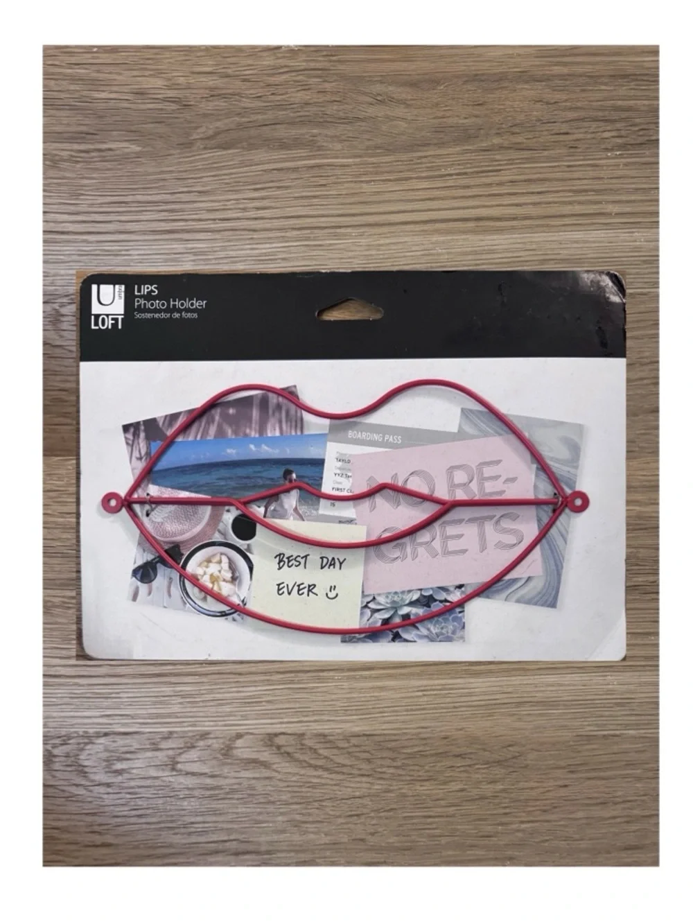 New Umbra Loft Red Lips Wire Mount Photo Holder
